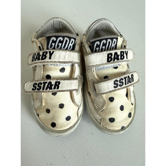 GOLDEN GOOSE Baby Superstar Polka Dot Leather Sneakers Size 17 Designer Luxury - Picture 2 of 8